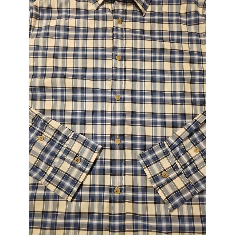 Fair Harbor Ultra Stretch Flannel Plaid Shirt Men’s Medium Blue Check NWOT - Picture 2 of 5